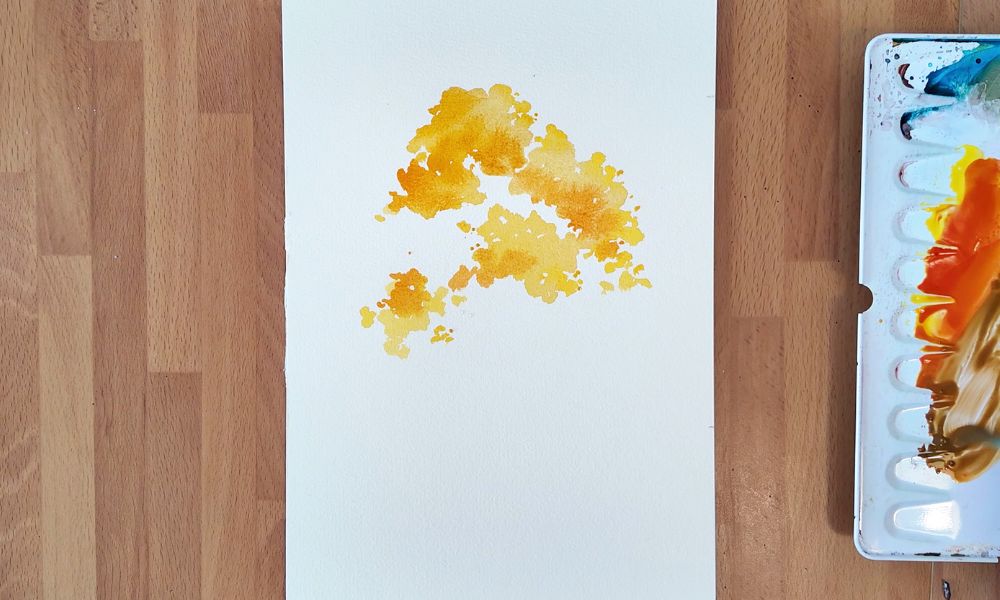 yellow tree watercolor