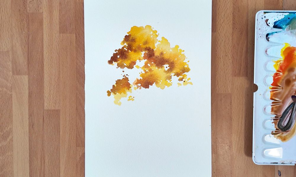 yellow tree watercolor
