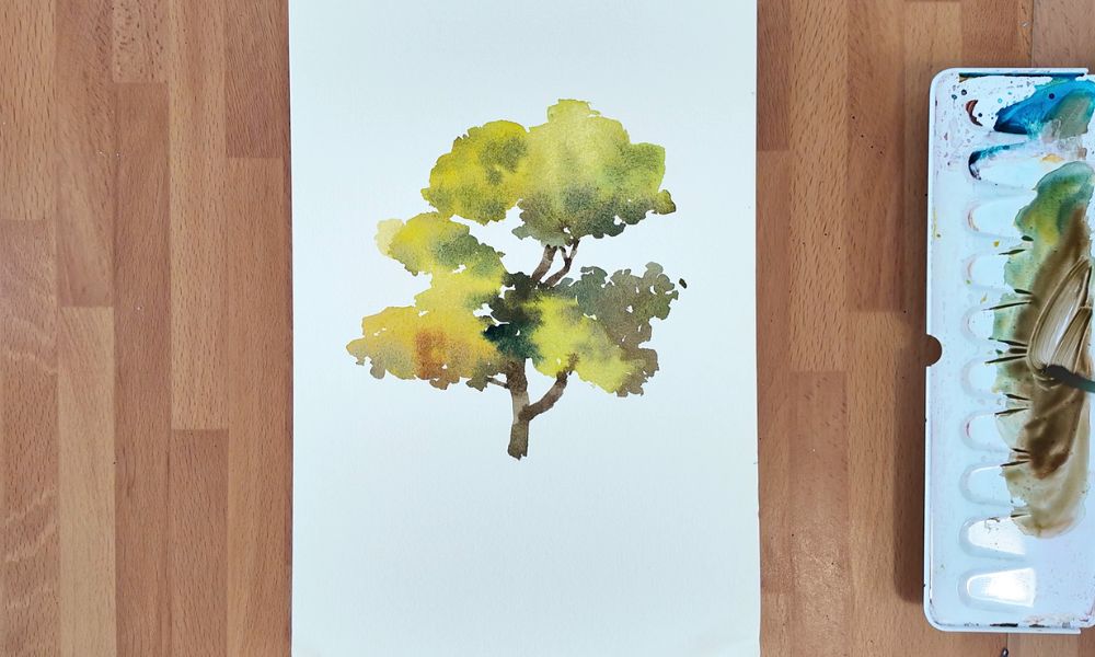 green tree watercolor