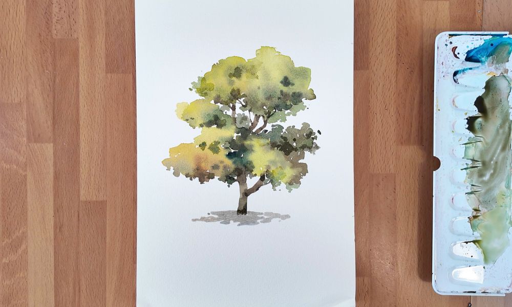 green tree watercolor