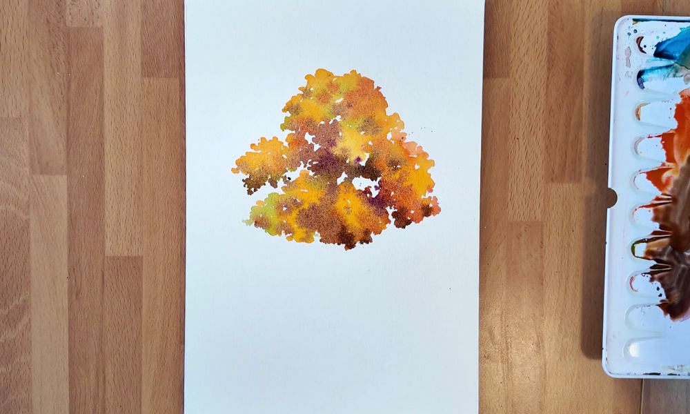 orange tree watercolor
