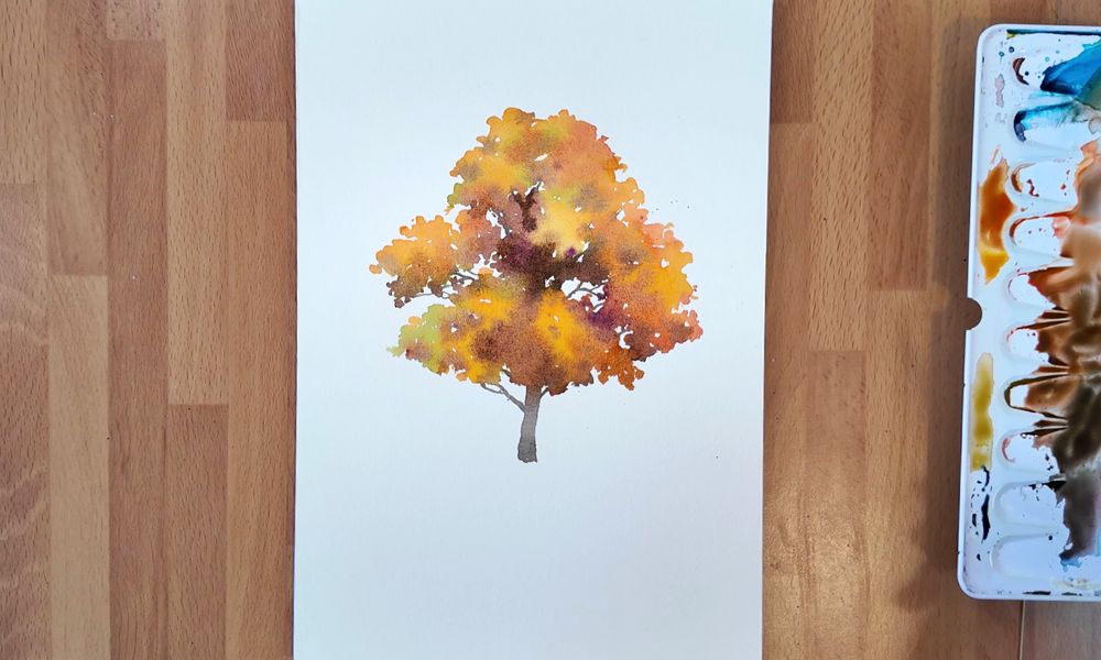 orange tree watercolor