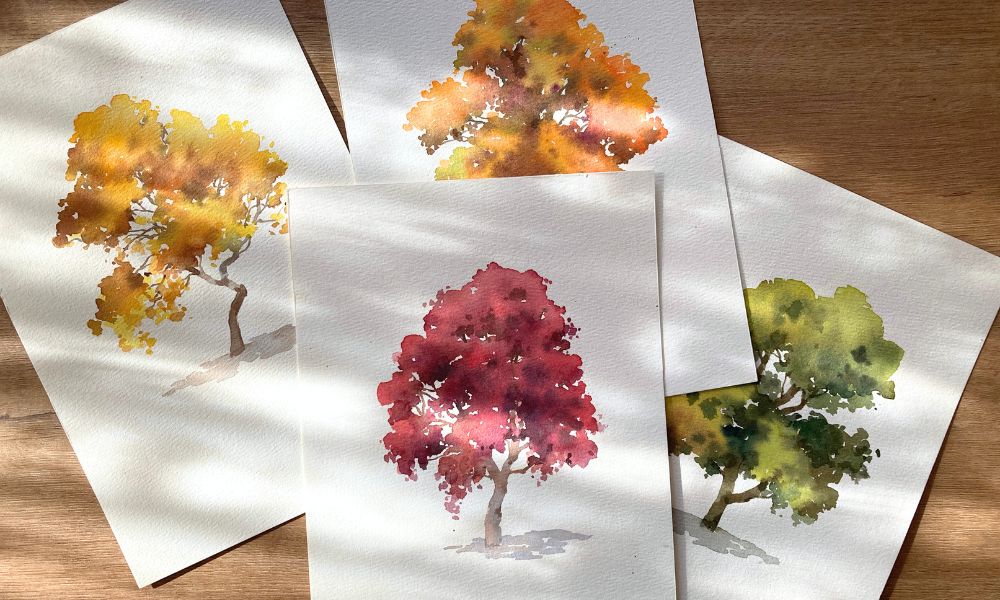 watercolor trees
