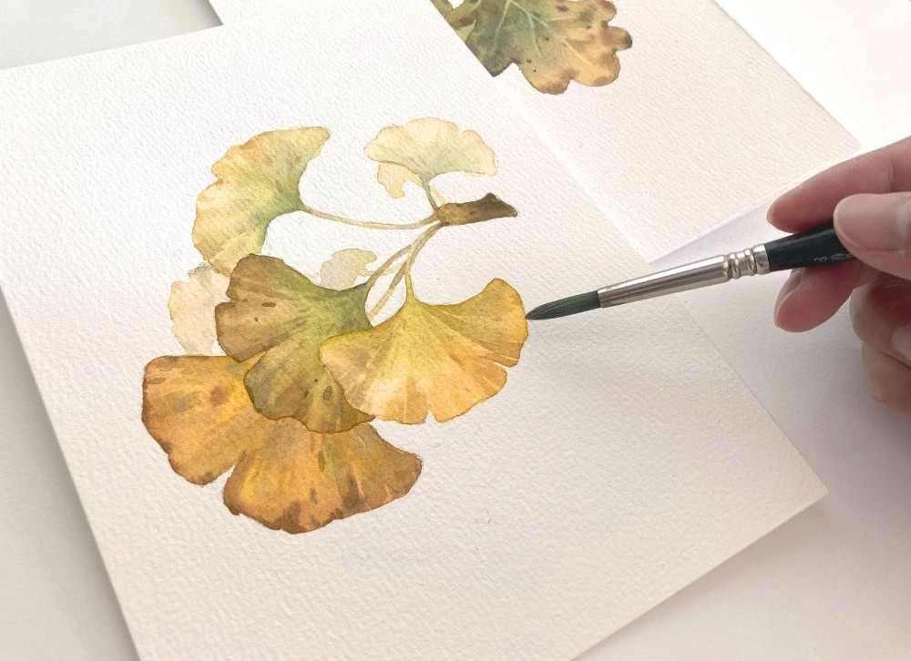 銀杏葉水彩